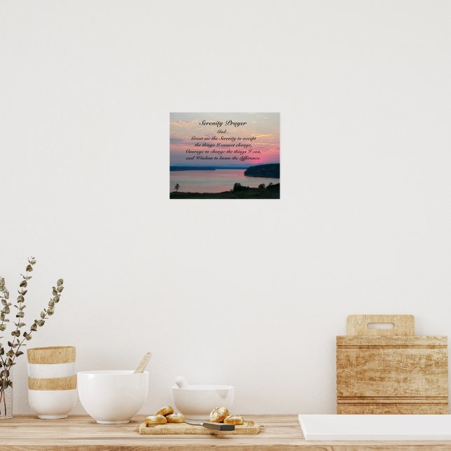 Poster Oração da Serenidade Pink Paisagem Marinha Pôr do  (Cozinha)