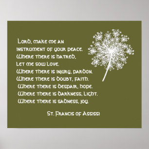 Poster Oração de St Francis Assissi do laço da rainha