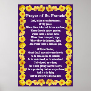 Poster Oração de St Francis com beira dourada das