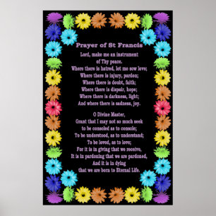Poster Oração de St Francis em uma beira da flor do