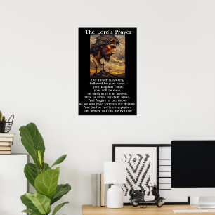Poster Oração do Senhor Calvário Por do Sol Graça Arte