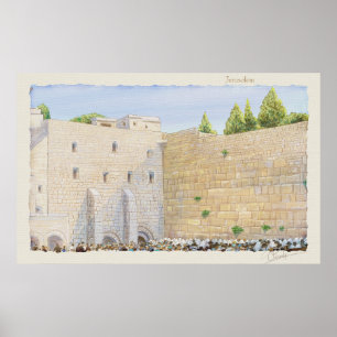 Poster Oração, Muro Ocidental KOTEL Jerusalém Antiga A