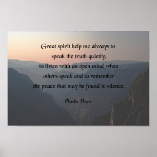 Poster Oração Nativa Americana, espírito Excelente me aju