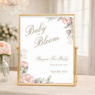 Poster Oração para Bebê em Festa de Bebê Menina Rosa em F