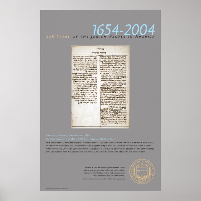 Póster Oração Por George Washington, 1784 (Frente)