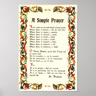 Póster ORAÇÃO SIMPLES do papa Francis St Francis