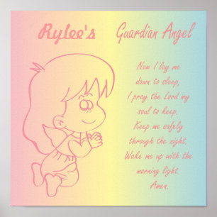 Póster Oração vespertina da menina do anjo-da-guarda