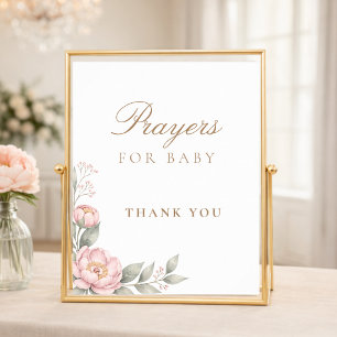 Poster  Orações Elegantes para Bebê no Chá de Bebê em Flo