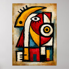 Poster Oráculo Cubista Primitivo Geométrico Abstrato em N