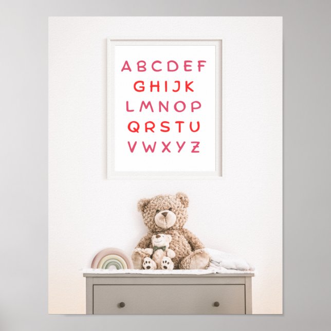 Poster Orange Alphabet Capital Letters Teacher Kids Room (Frente)