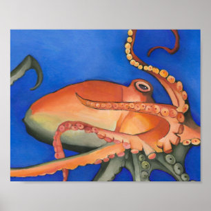Poster Orange and green octopus
