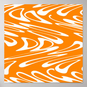 Póster Orange and White Retro Pattern.