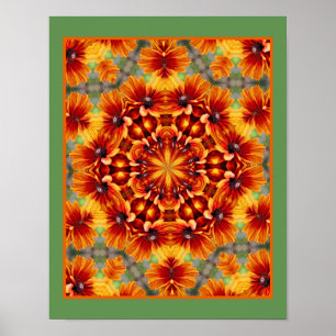 Poster Orange Black Eyed Susan Daisy Abstrato