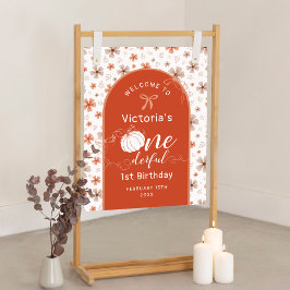 POSTER ORANGE BOW & ARCH FALL PUMPKIN FLOWERS BIRTHDAY