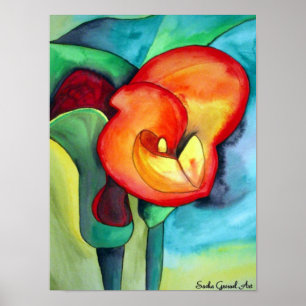 Poster Orange Canna lily - arte original de aquarela