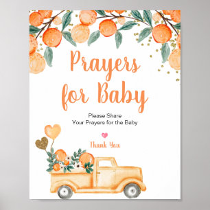 Poster Orange Citrus Vintage Truck Prayers para Baby Sign