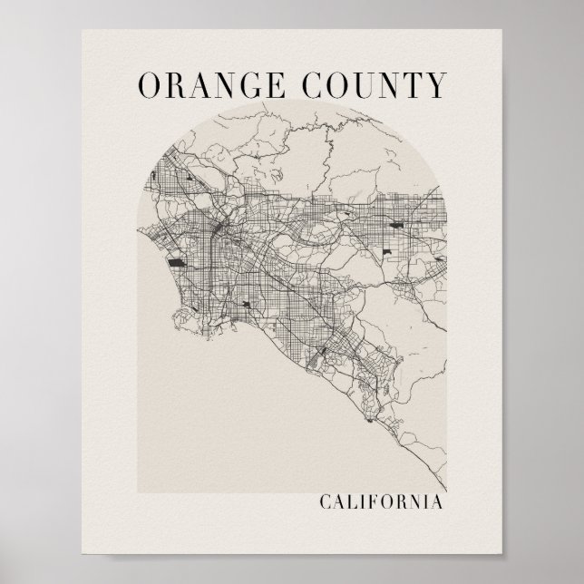 Poster Orange County California Boho Arch Beige (Frente)