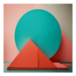 Póster Orange Cubes Explosion Geometric Abstract