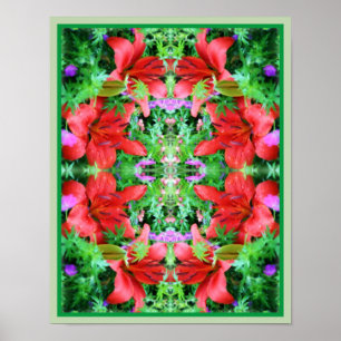 Poster Orange Daylily Mirror Abstrato Flower Art