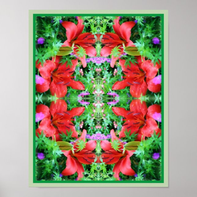 Poster Orange Daylily Mirror Abstrato Flower Art (Frente)
