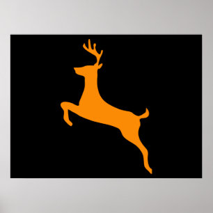 Póster Orange Deer Silhouette