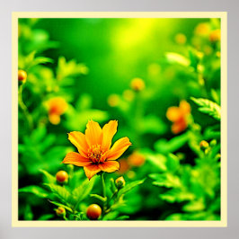 Poster Orange Flower Bokeh Sunny