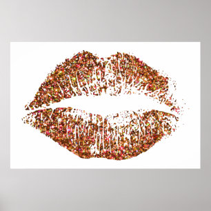 Póster Orange Glitter Lips #2