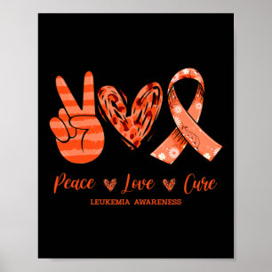 Poster Orange Lepard Peace Love Cure Leukemia Sensibiliza