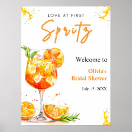 Poster Orange Love at First Spritz Bridal Shower Welcome 