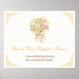 Poster orange pastel bouquet Elegant wedding