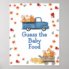 Poster Orange Pumpkin Blue Truck adivinha sinal de Comida