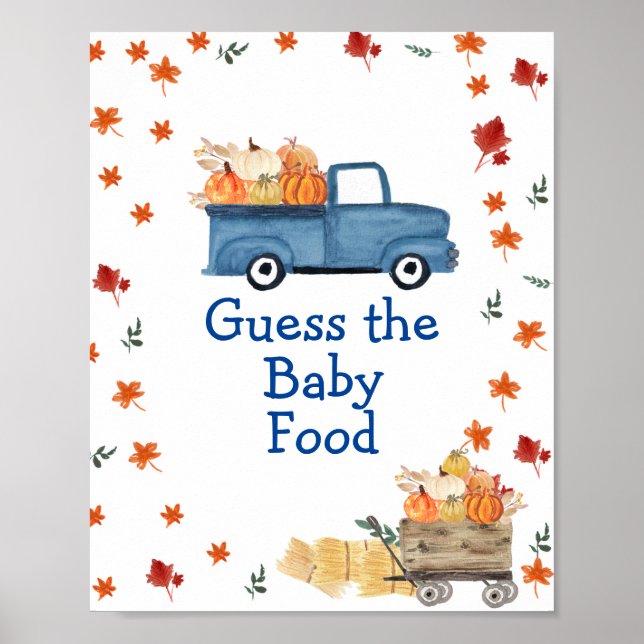 Poster Orange Pumpkin Blue Truck adivinha sinal de Comida (Frente)
