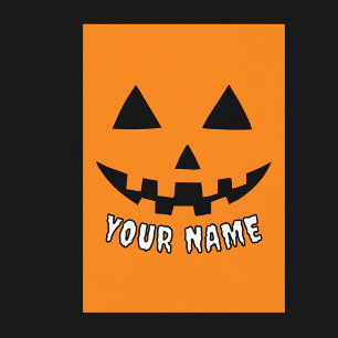 Póster Orange Pumpkin Personalizado Halloween Seu Nome