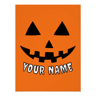 Póster Orange Pumpkin Personalizado Halloween Seu Nome