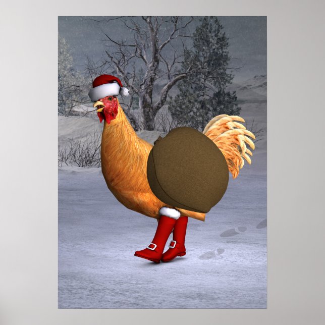 Póster Orange Rooster Santa Claus (Frente)