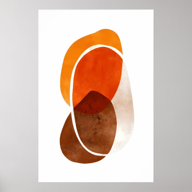 Poster Orange Shapes Art Print Layered Rounded Forms (Frente)