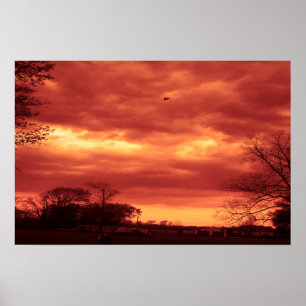 Póster Orange Stormy Sky
