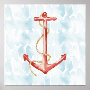Poster Orange Watercolor Anchor