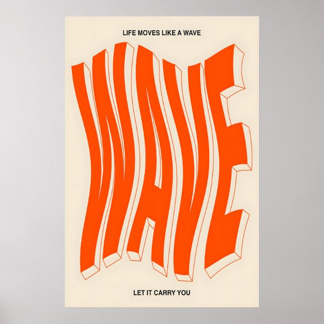 Poster Orange Wave Typography Art Print Modern Kinetic (Frente)