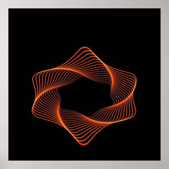 Poster Orange Wire Frame Torus Object (Frente)