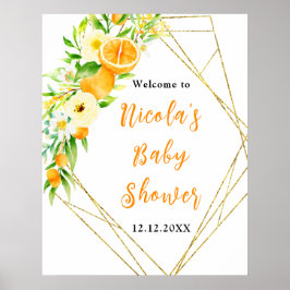 Poster Oranges Citrus Baby Shower Welcome