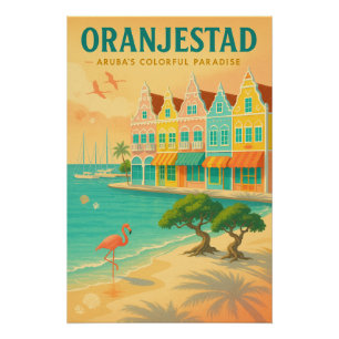 PÓSTER ORANJESTAD — PARAÍSO COLORIDO DE ARUBA