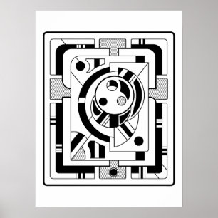 Poster Orbitron Mínimo - Abstrato Geométrico Line Art