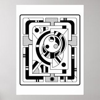 Poster Orbitron Mínimo - Abstrato Geométrico Line Art