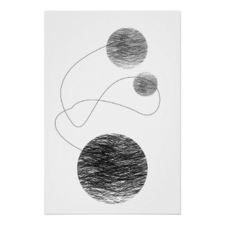 Póster Orbs Abstrato Art Affinity Black and White Sketch