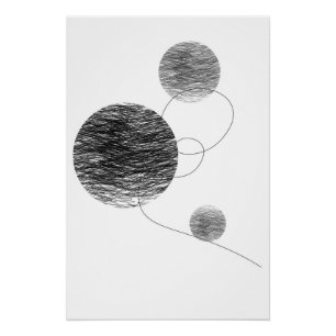 Póster Orbs Abstrato Art Kinship Black and White