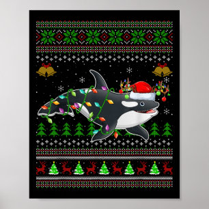 Poster Orca Baleia Feia de Natal Doce Papai noel Anima