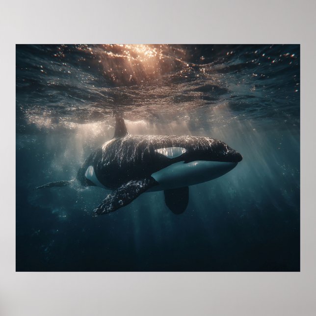 Poster Orca Nadando em Água Profunda (Frente)