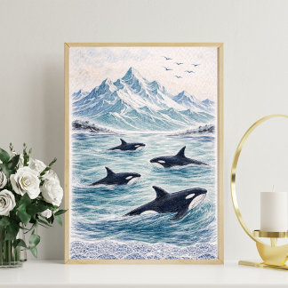 Poster Orca whale art whale ocean scene