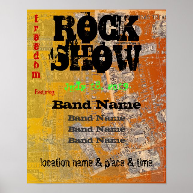 Póster Orçamento do Rock Fantástico do Dinheiro Confedera (Frente)